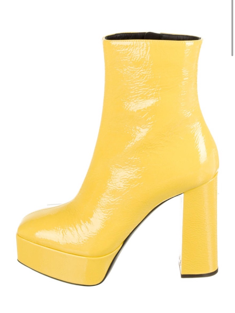 Giuseppe Zanotti Yellow Square Toe 140 Mm High Heel Platform Booties Size 8.5